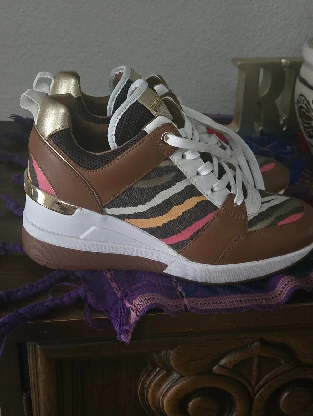 Michael Kors Brown Multicolor Platform Sneaker